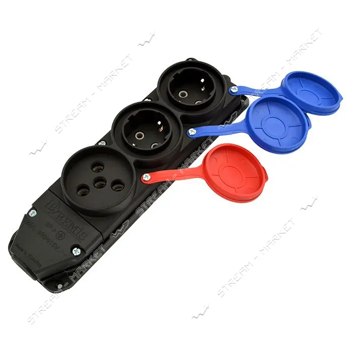 Розетка тройная Bemis BK6-2504-4613 3x25А каучук 1x3х фаз плюс 2x1 фаз