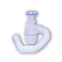 Сифон для умывальника и мойки Waterstel Orio А-40029 с нерж. выпуском и гибкой трубой 1 1/2"х40/50  