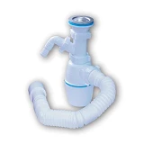 Сифон для умывальника и мойки стиралка Waterstel А-40059 с нерж. выпуском гибкой трубой 1 1/2"х40/50