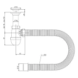 STP LN-02.01 Сифон для умывальника с нержавеющим выпуском 1 1/2"х 40/50                             