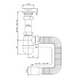 Сифон для умывальника STP LN-04 с нержавеющим выпуском 1 1/2х40/50