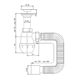 Сифон для мойки большая бутылка STP M-01 с нержавеющим выпуском 1 1/2х40/50