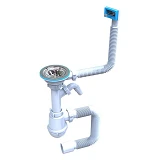 STP MS-02 (М-02.03.01) Сифон для мойки+стиралка с переливом нерж.выпуск (большое горло) 3 1/2х40/50
