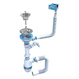 STP MS-02 (М-02.03.01) Сифон для мойки+стиралка с переливом нерж.выпуск (большое горло) 3 1/2х40/50