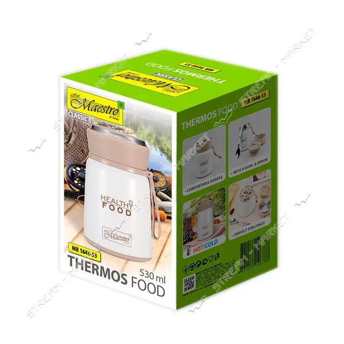 Термос пищевой Maestro MR-1646-53 0.53л корпус и колба с нержавейки с ручкой