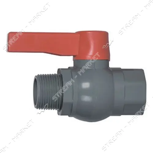 Кран шаровый Plamix PVM-1 1/2" FM 1 1/2" В/Н ручка из термопластика PVC серо-красный