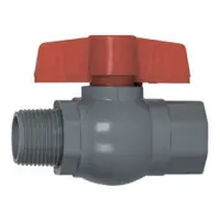 Кран шаровый Plamix PVM-1/2" FM 1/2" В/Н бабочка из термопластика PVC серо-красный                  