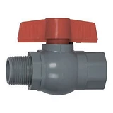 Кран шаровый Plamix PVM-1" FM 1" В/Н бабочка из термопластика PVC серо-красный                      