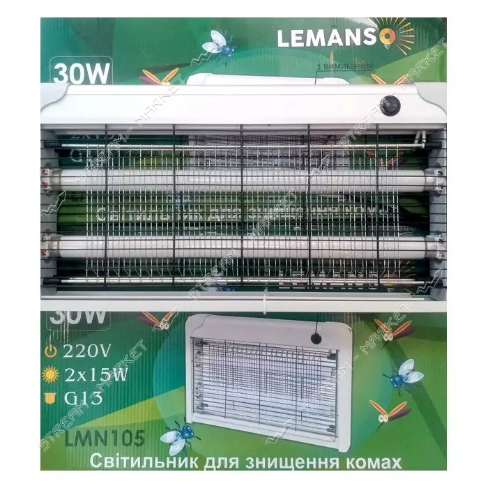 Светильник уничтожитель насекомых Lemanso LMN105 T8 2x15W