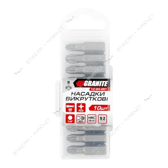 Насадки отверточные Granite 10-93-251 РZ3х25мм S2 10шт