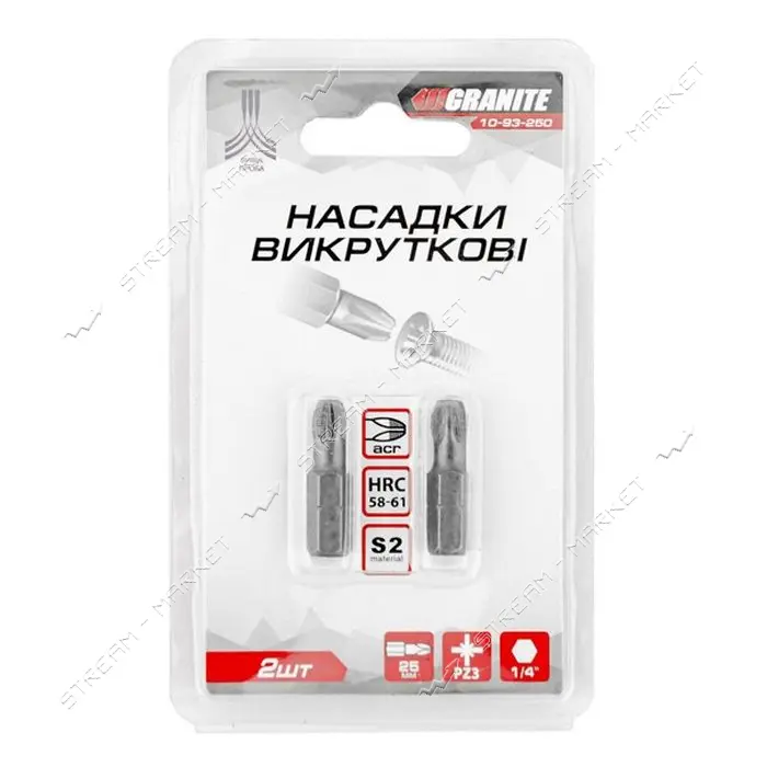 Насадки отверточные Granite 10-93-250 РZ3х25мм S2 2шт