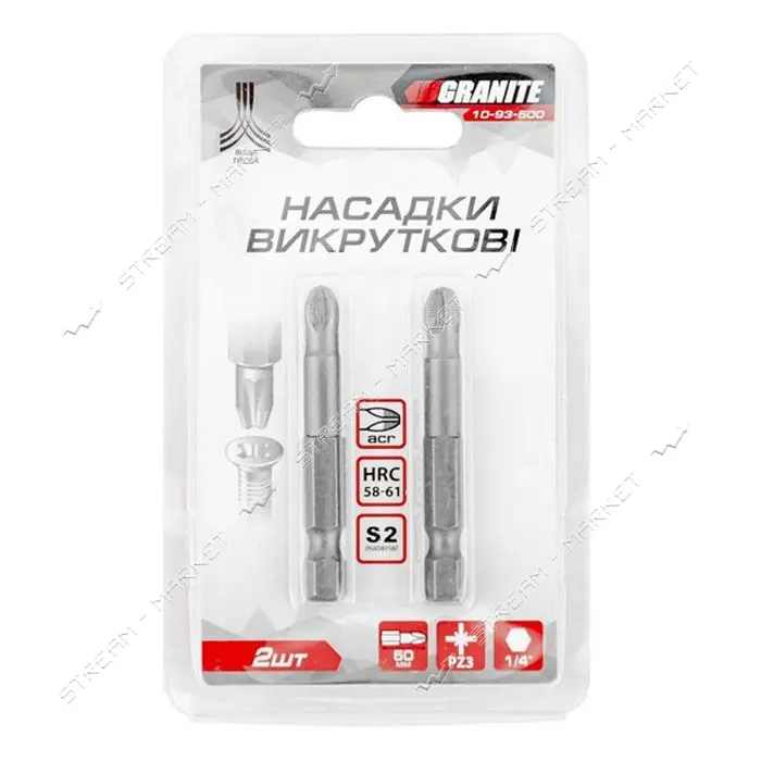 Насадки отверточные Granite 10-93-500РZ3х50мм S2 2шт                                                