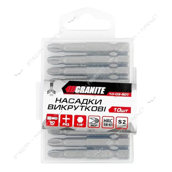 Насадки отверточные Granite 10-03-501 РН3х50мм S2 10шт