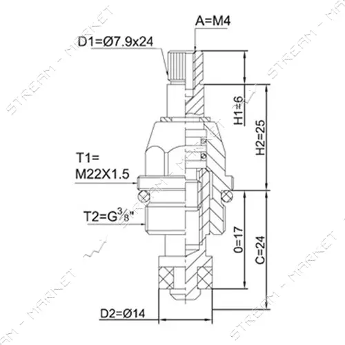Кран букса для смесителя 3/8" резина                                                                