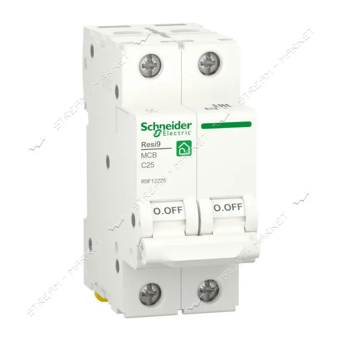 Автоматический выключатель двухполюсный Schneider RESI9 25А С 6kA                                   