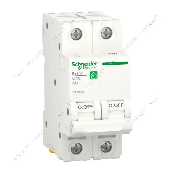 Автоматический выключатель двухполюсный Schneider RESI9 63А С 6kA