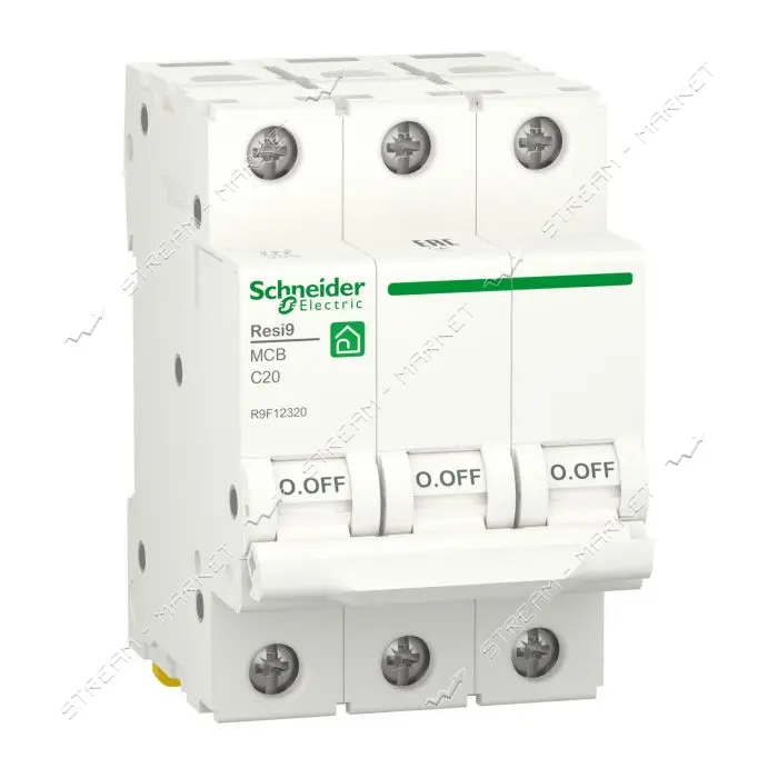 Автоматический выключатель трехполюсный Schneider RESI9 20А С 6kA