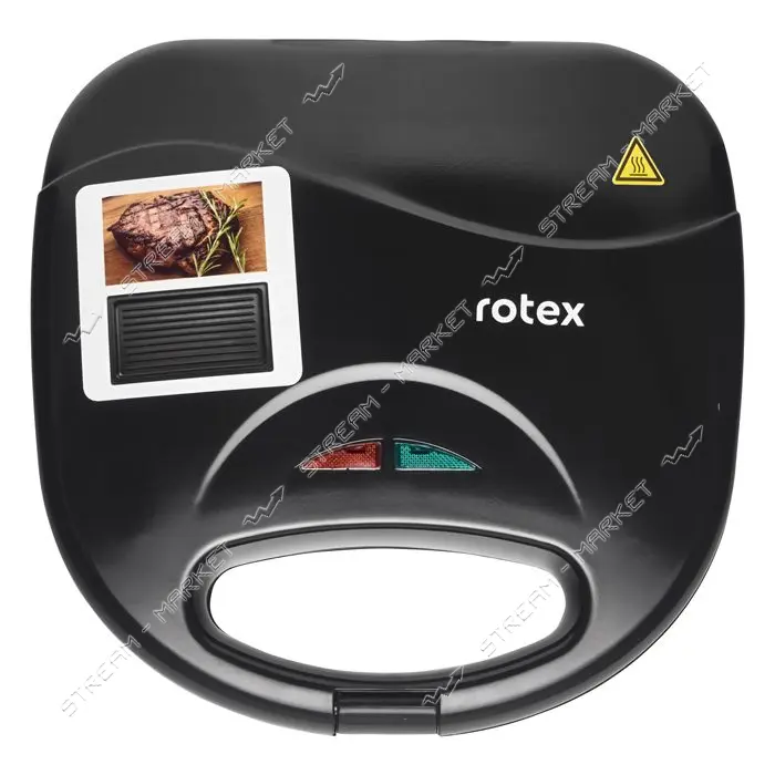 Бутербродница Rotex RSM112-B 780Вт антипригарное покрытие с пластинами для гриля                    