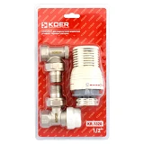 Комплект для подключения радиатора Koer KR.1320 угловой 1/2'' с термоголовкой                       