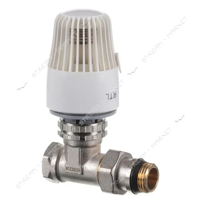 Кран RTL Koer KR.943-Gi 1/2x1/2 с системой антипротечка прямой с термоголовкой                      