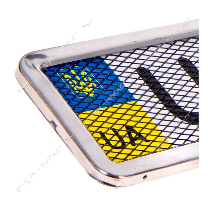 Рамка номера Milex RT-25353 серебро с сеткой                                                        
