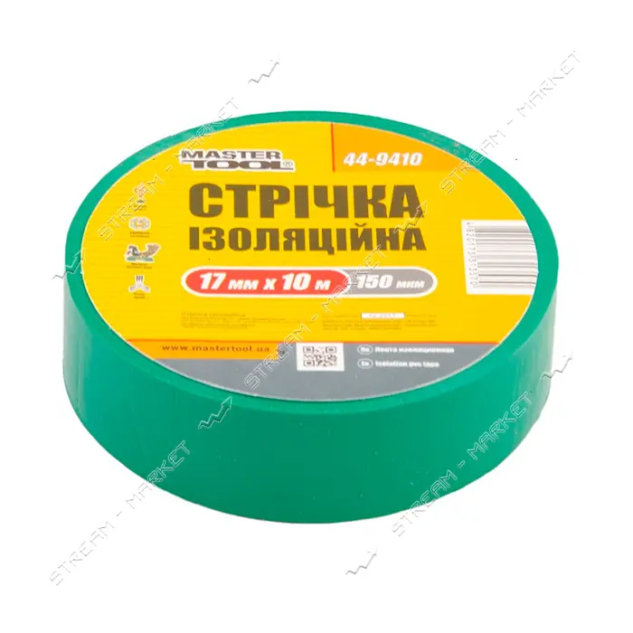 Изолента Mastertool 44-9410 ПВХ 0.15х17мм 10м 10шт зеленая                                          