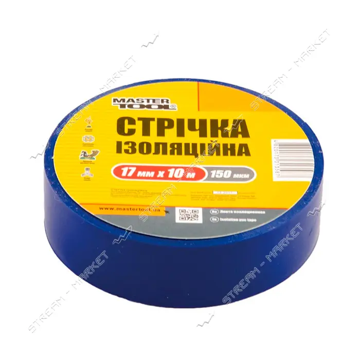 Изолента Mastertool 44-9020 ПВХ 0.15х17мм 20м 10шт синяя                                            