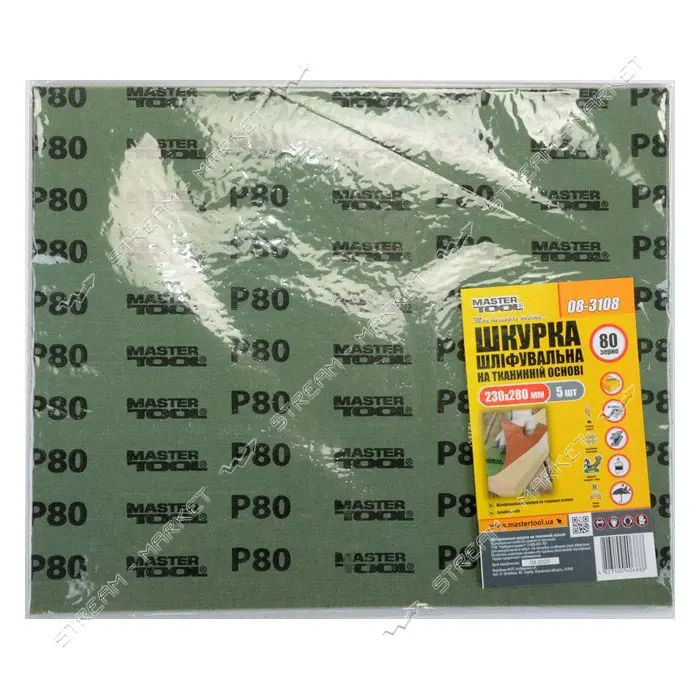 Шкурка шлифовальная на тканевой основе Mastertool 08-3108 Р 80 230x280мм 5шт                        