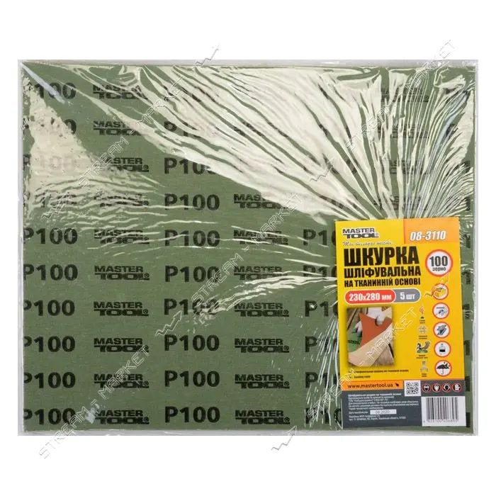 Шкурка шлифовальная на тканевой основе Mastertool 08-3110 Р100 230x280мм 5шт                        