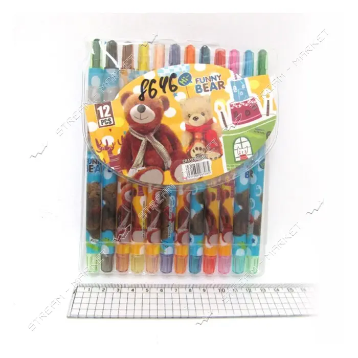 Набор мелков восковых Crayons Медвежонок 12 цветов PVC 8646