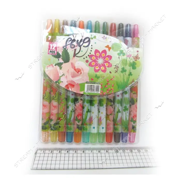 Набор мелков восковых Crayons Цветы 12 цветов PVC 8649