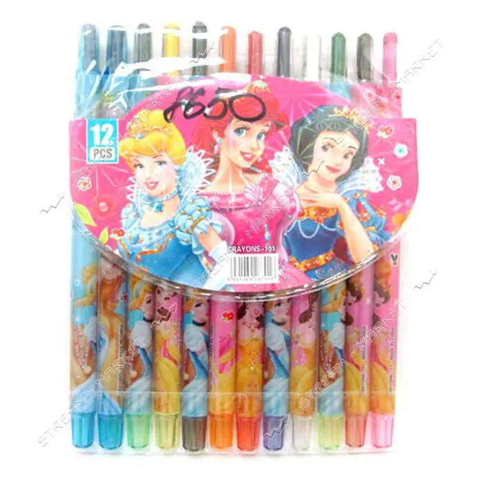 Мелки восковые Crayons PR L набор 12 цветов PVC 8650                                                