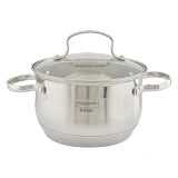 Кастрюля Maestrо MR-3512-18 d18см 2.9л нержавеющая сталь плюс крышка стекло                         