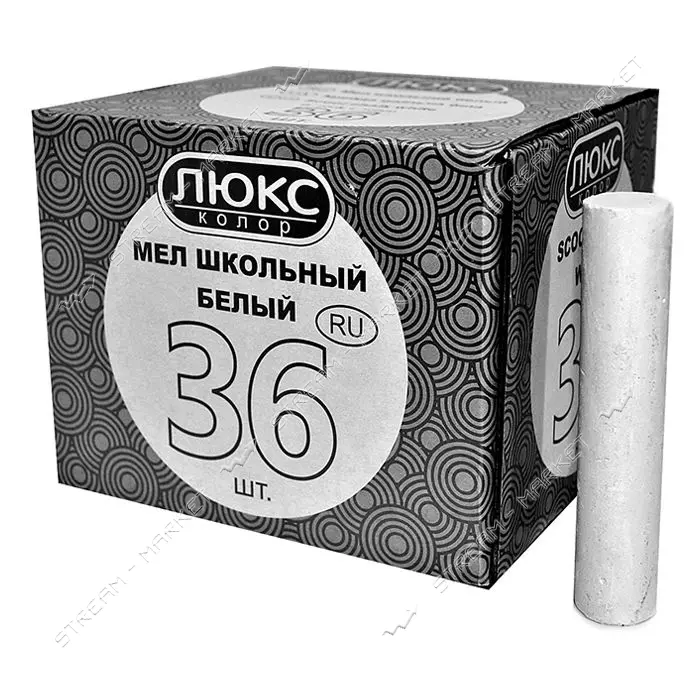 Мел круглый Люкс Колор КБ-1536 36шт белый плюс 6шт цветной                                          