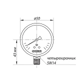Манометр Koer радиальный KM.502R 0-4 bar d50мм 1/4''                                                