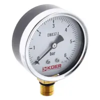 Манометр Koer радіальний нижнє підключення вертикальний KM.610R 0-6 bar d63мм 1/4'kavychk           