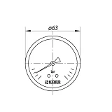Манометр Koer аксиальный заднее подключение горизонтальный KM.611A 0-6 bar d63мм 1/4''              