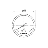 Манометр Koer аксиальный заднее подключение горизонтальный KM.611A 0-10 bar d63мм 1/4''