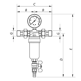 Фильтр Koer самоочистной с манометром 1/2"Вх1/2"В KR.1250