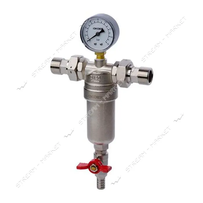 Фильтр Koer самоочистной с манометром 1/2"Вх1/2"В KR.1250