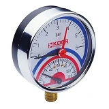 Термоманометр вертикальный Koer КМ.821R 0-6 BAR нижнее подключение D80мм резьба 1/2"                