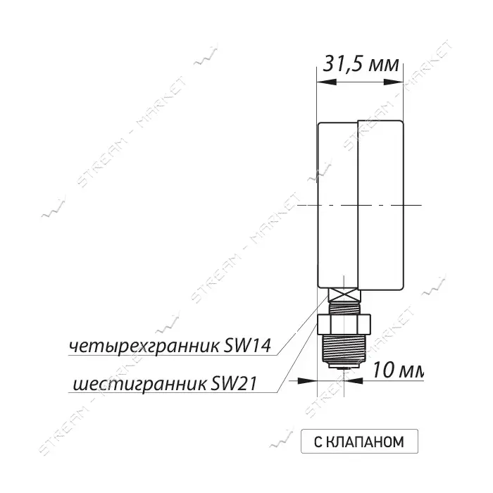 Термоманометр вертикальный KOER 1/2" 4.0 бар 120С КМ.821R                                           