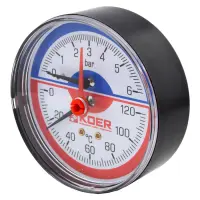 Термоманометр горизонтальний KOER 1/2" 4.0 бар 120С КМ.812А                                         