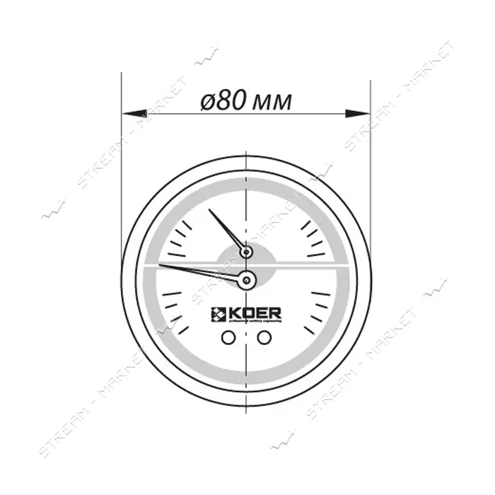 Термоманометр горизонтальный KOER 1/2" 10.0 бар 120С КМ.812А                                        