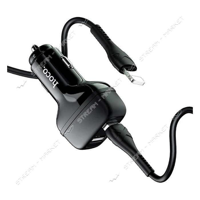 Автомобільний зарядний пристрій Hoco Z36 Leader Lightning 2USB чорний