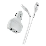 Автомобильное зарядное устройство Hoco Z36 Leader Lightning 2USB белый                              