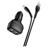 Автомобильное зарядное устройство Hoco Z36 Leader Type-C 2USB черный