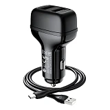 Автомобильное зарядное устройство Hoco Z36 Leader Type-C 2USB черный