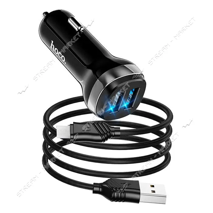 Автомобильное зарядное устройство Hoco Z40 Superior dual port car charger set черное                