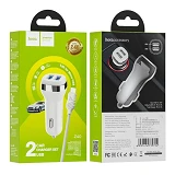 Автомобильное зарядное устройство Hoco Z40 Superior dual port car charger set micro белый